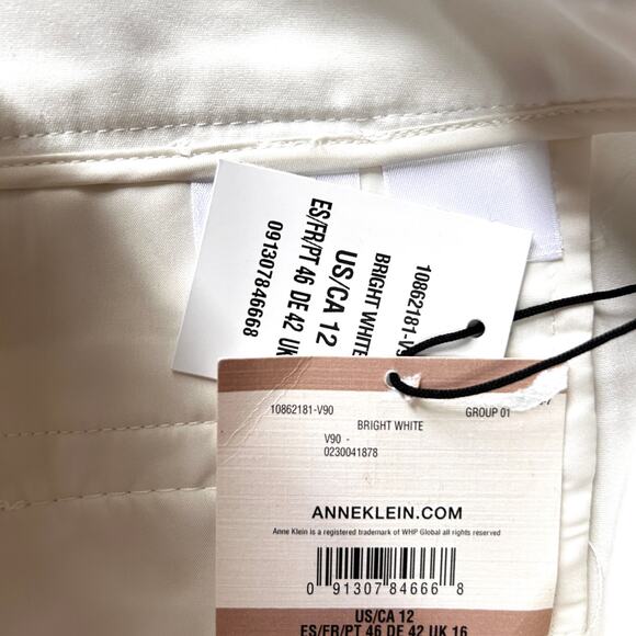 Anne Klein Straight Wide Leg Pants 12 White NWT Trousers Academia Career - Picture 5 of 8